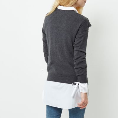 Dark grey asymmetric frill jumper